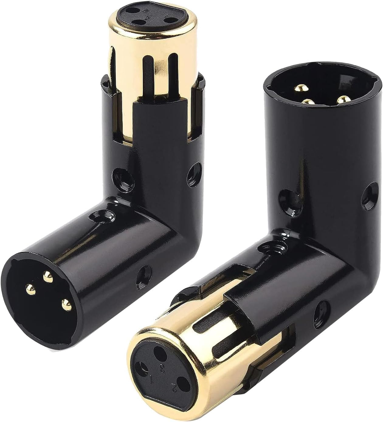 Domoi 2PCS Audio Adapter Plug Adjustable Male to Female Right Angle XLR Microphone Cable Adapter (XLR 90 Degree Adapter), Black, 500439321 image number 3