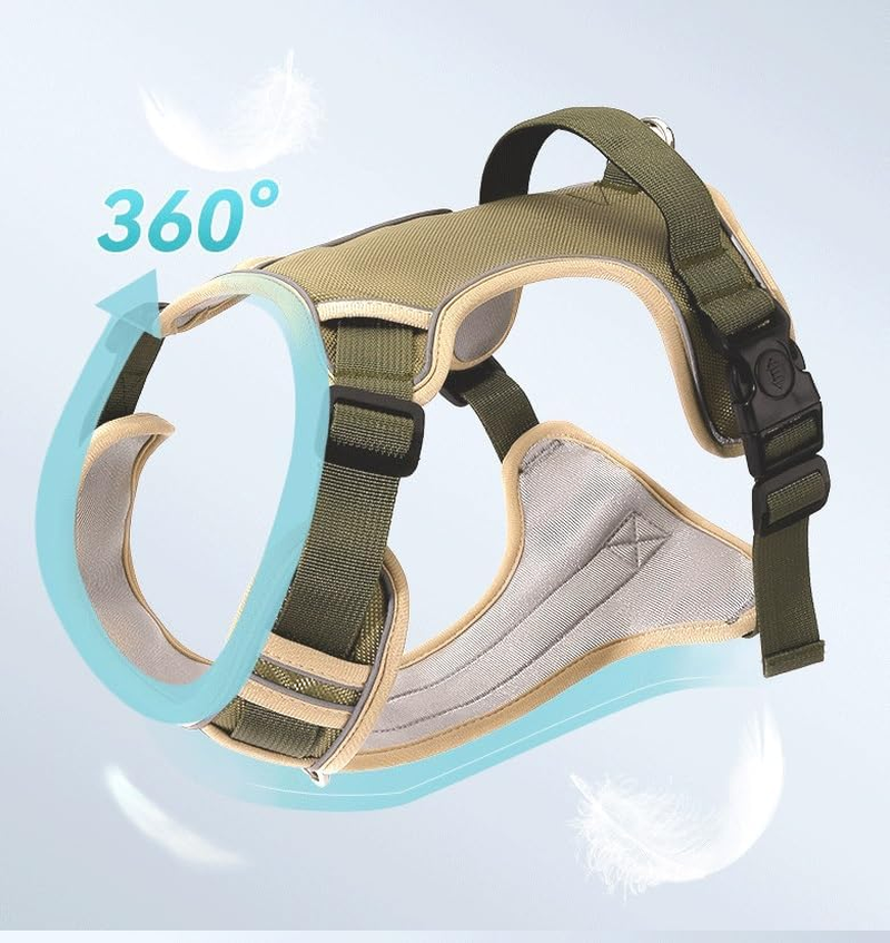 Escape Proof Dog Harness - No Pull Dog Harness with Handle, Soft Padded Reflective and Adjustable Full Body Pet Harness Vest for Medium Large Dogs Walking Hiking Training (Army Green, Small) image number 6