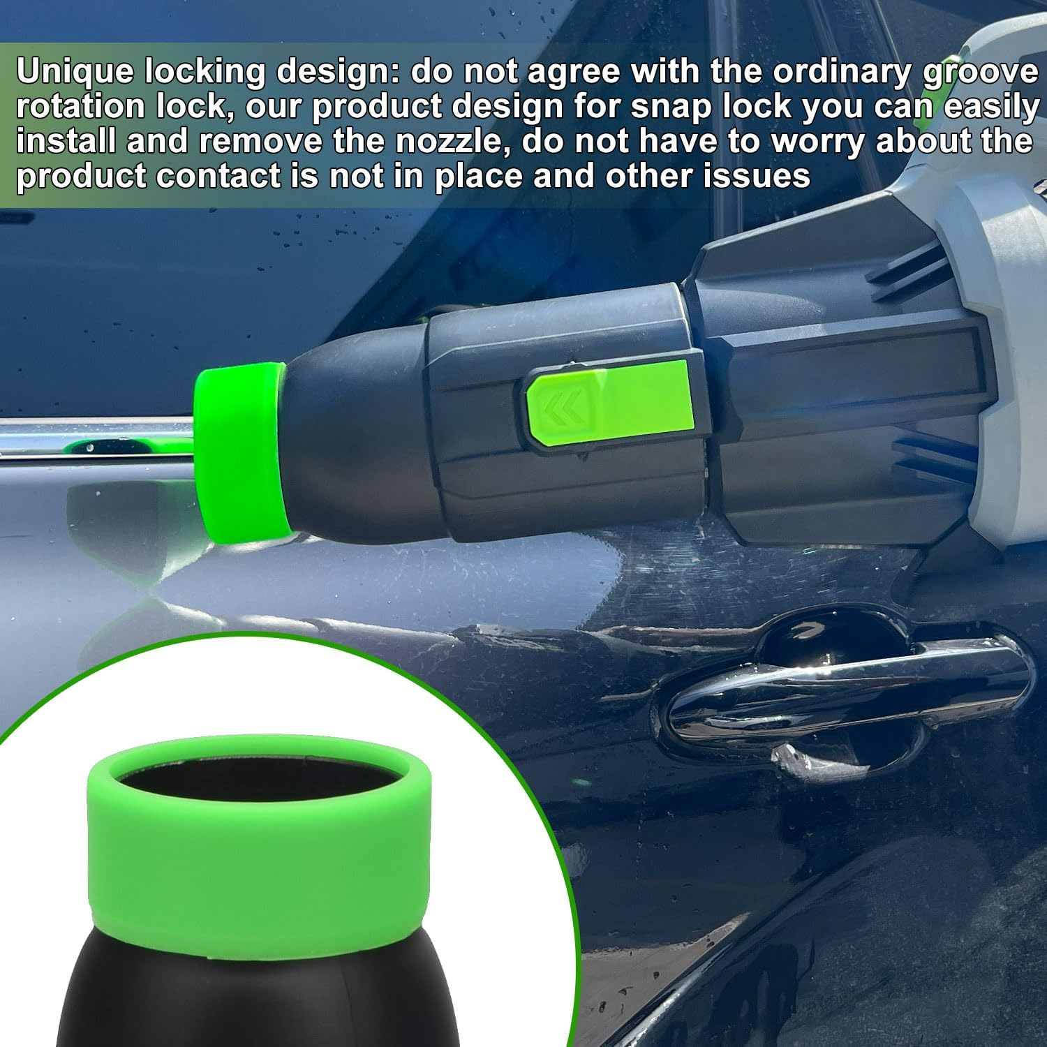 Car Drying Nozzle for EGO Power+ Leaf Blowers 530 575 580 615 650 765, Contain 1 Blower Wall Mount & 2 Mounts Battery Holders & Install Screw & Green Soft Silicone Band - 8 Inch image number 4