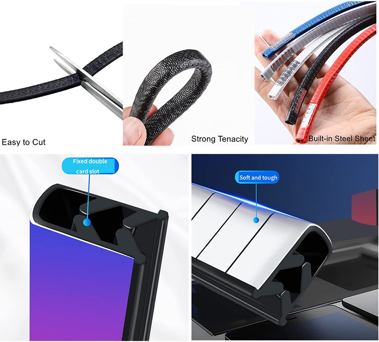 Uandhome Car Door Edge Guards, 5M U Shape Car Door Edge Protector Guard Rubber Anti-Collision Rubber Clips Trim Seal Lining Protect Fit for Most Car image number 1