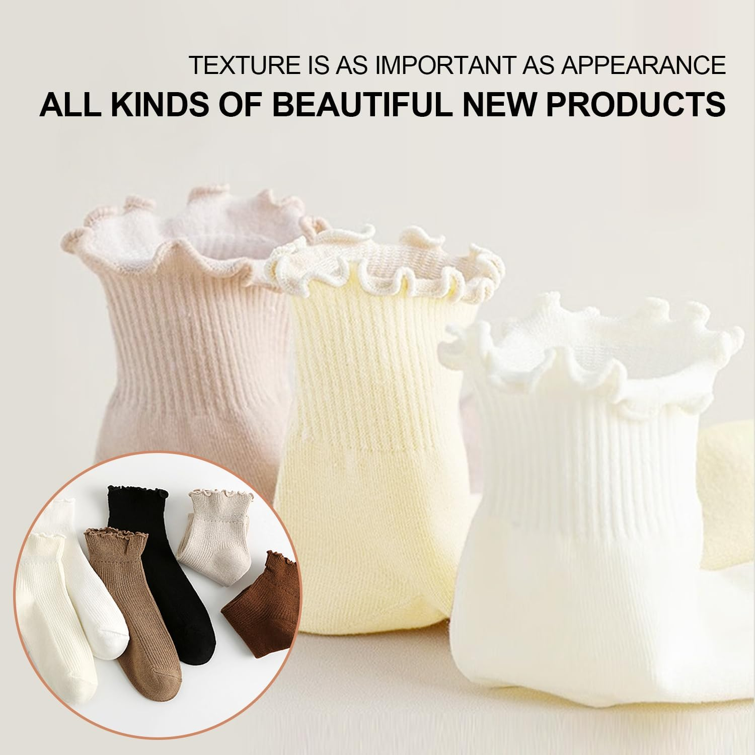 6 Pairs Womens Ruffle Socks,H HOME-MART Ruffle Turn-Cuff Casual Ankle Frilly Socks White Crew Socks Women Breathable Cool - 6 Pairs(6 Multicolor B) image number 6