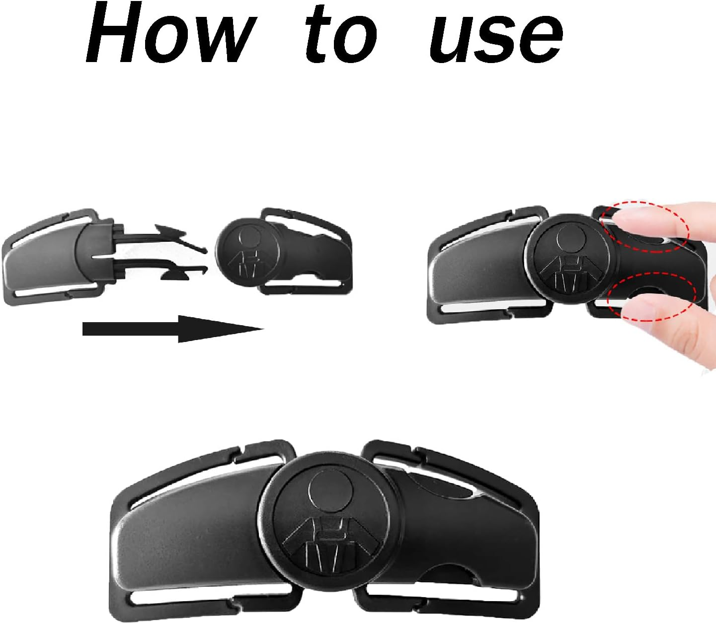 Car Seat Chest Harness Clip Universal Child Safer Belt Clip Buckle Lock Stroller Chest Clip Adjustable Guard for Baby and Kids (Black) image number 3