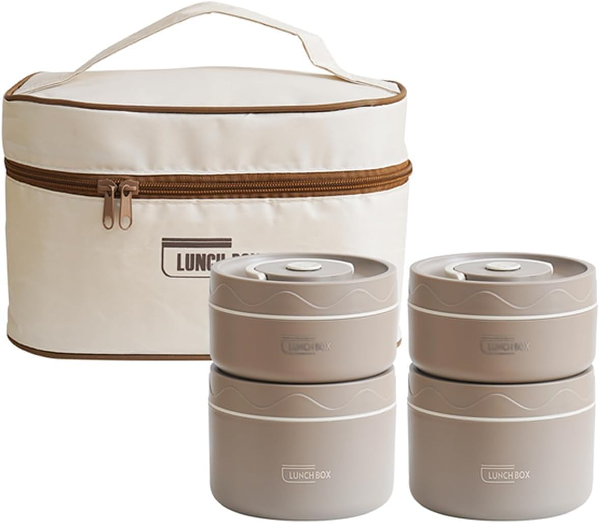 Stainless Steel Bento Box Adult Lunch Box, Portable Insulated Food Lunch Container Set with Thermal Lunch Box, 4 Separate Stackable Lunch Container for Adult Kids Men Women image number 1