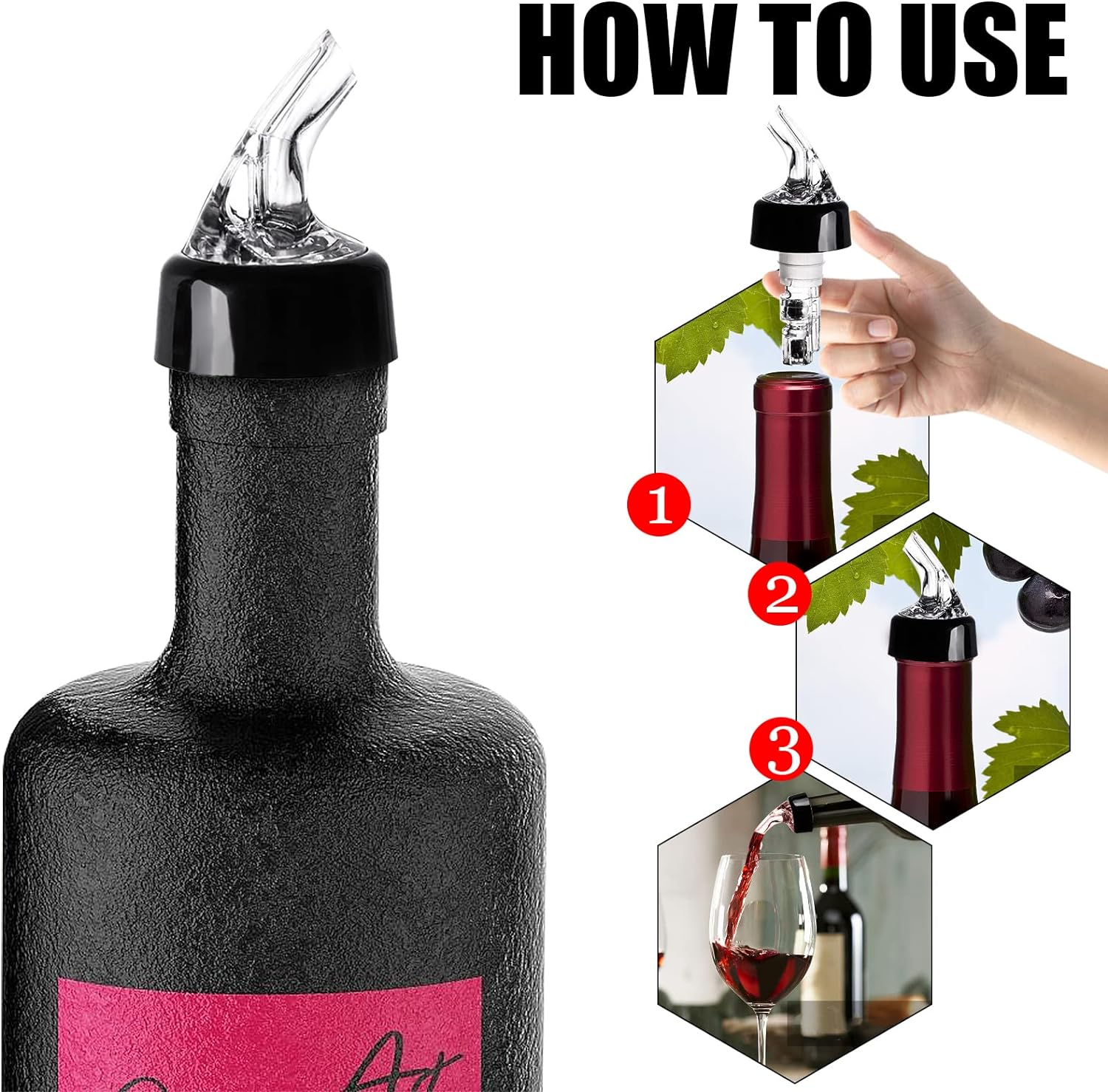 8 Pack Automatic Measured Bottle Pourer 30Ml/1Oz, Measured Wine Pourer Liquor Pour Spout for Liquor Bottles Alcohol Wine Bottles image number 2