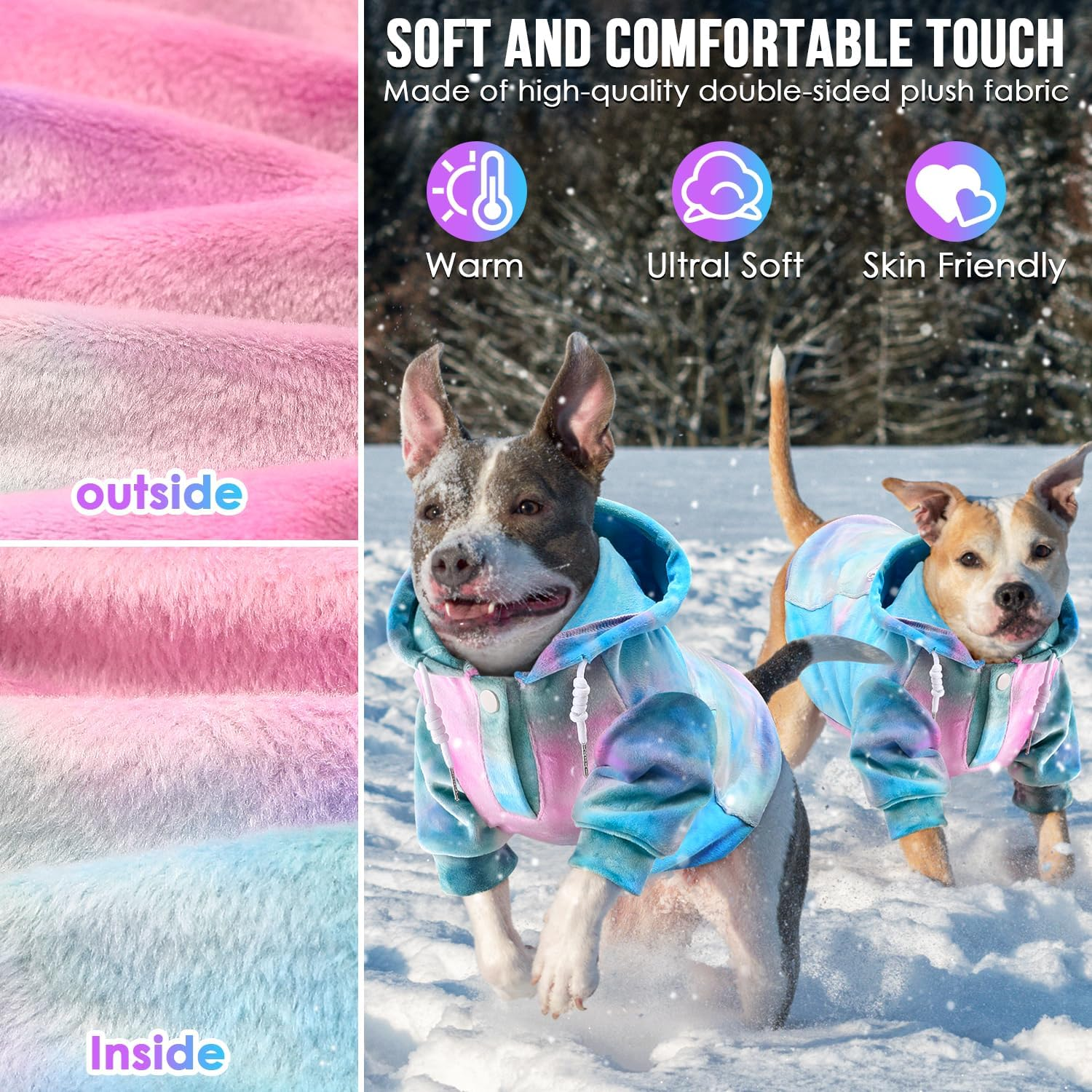 Slowton Dog Hoodie for Small Dogs, Flannel Pet Clothes, with Leash Portal and Pocket, Warm Sweater for Puppy Cat, Premium Quality Sweatshirt, Comfort and Fit, for All Breeds, Pink, X-Large image number 2