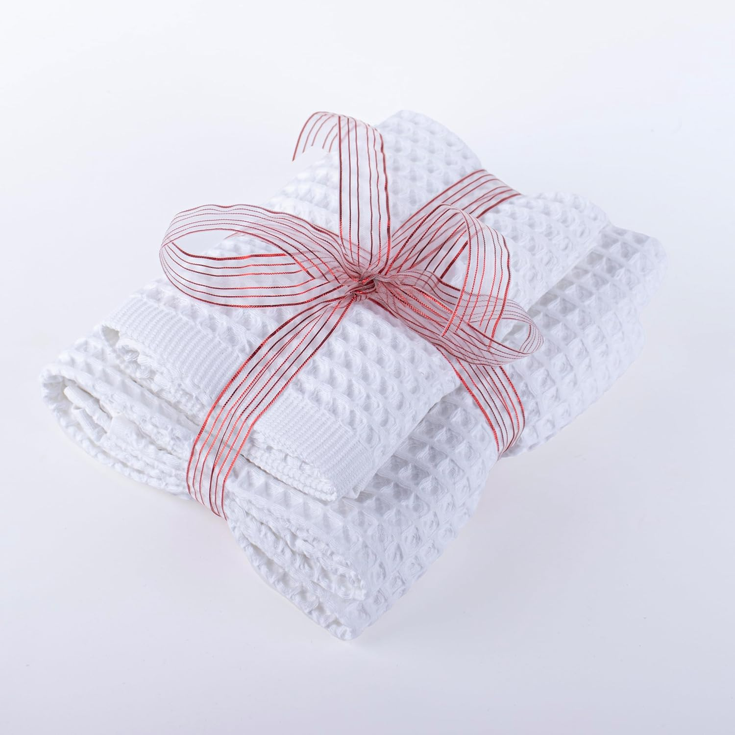 Waffle Bath Towels for Bathroom - Premium, Ultra Soft, Turkish Cotton Waffle Bath Towel Set of 2-1 Waffle Hand, 1 Waffle Bath Towels - Absorbent, Lightweight Travel Towels Sets (White)