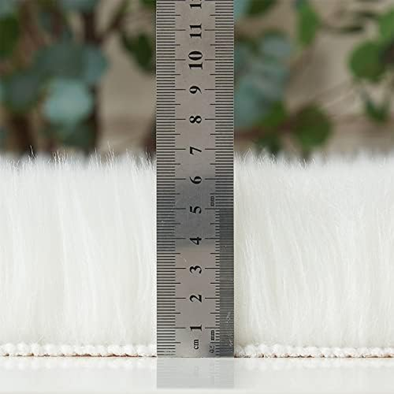 Easyjoy Faux Fur Soft Fluffy Single Sheepskin Style Rug Chair Cover Seat Pad Shaggy Area Rugs for Bedroom Sofa Floor (2 X 3 Ft Sheepskin, White) image number 3