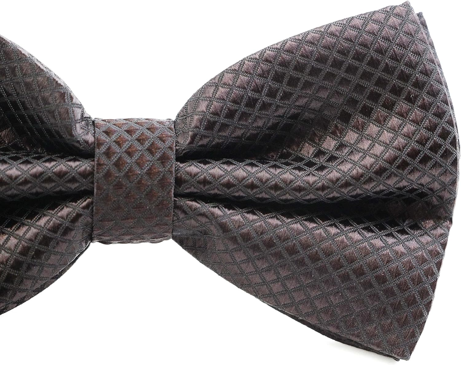 Mens Dark Brown Plain Coloured Large Patterned Checkered Bow Tie