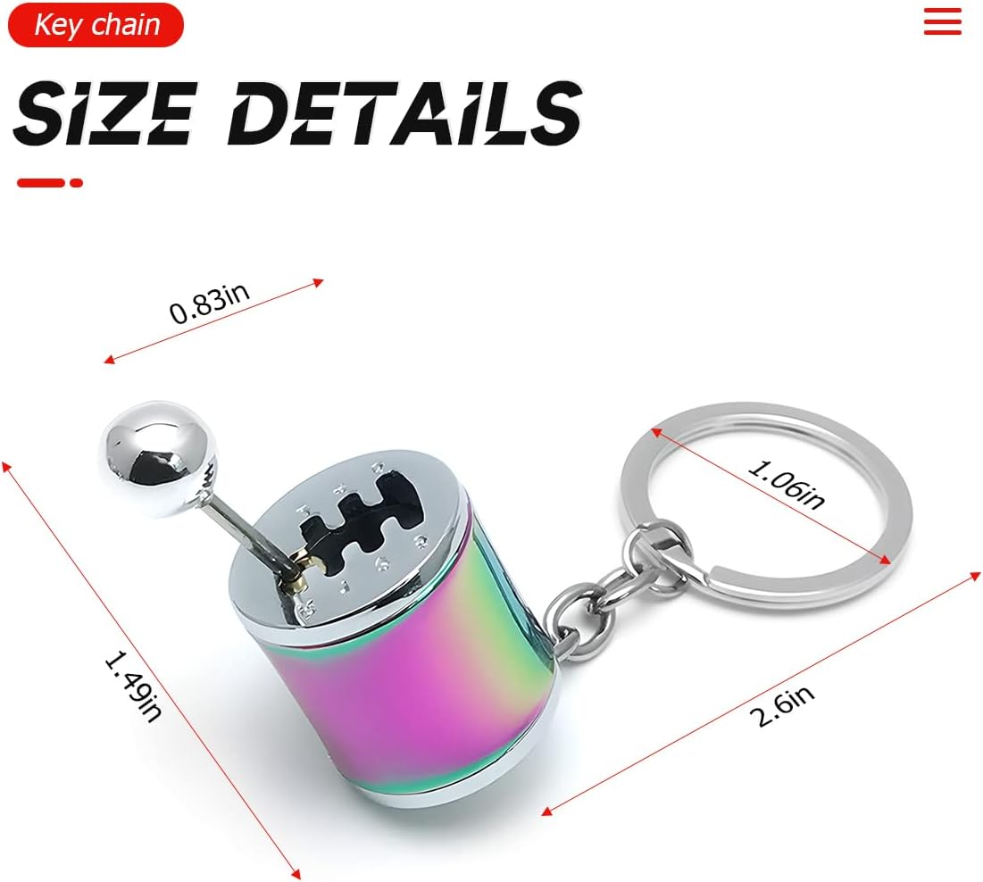 BELOMI Car Shifter Gear Keychain, 6 Speed Shifter Keyring Gadgets, Car Shift Lever Manual Transmission Gearbox Pendant Accessories (Multicolor)
