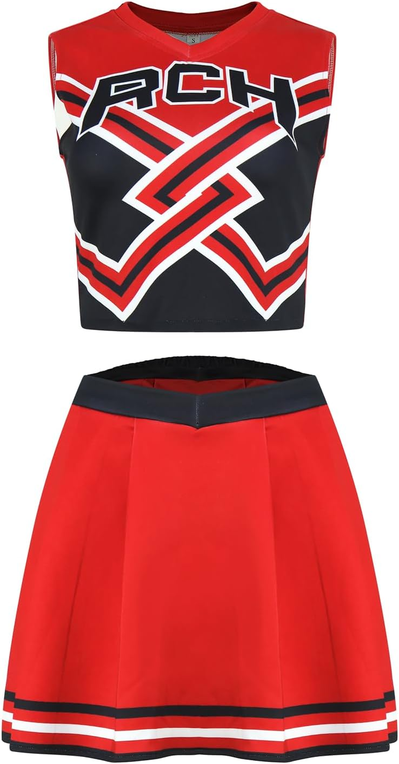 Cheerleader Costume for Women Crop Top Skirt Set Clovers Cheerleading Costume Halloween Cosplay Outfits Uniform image number 6