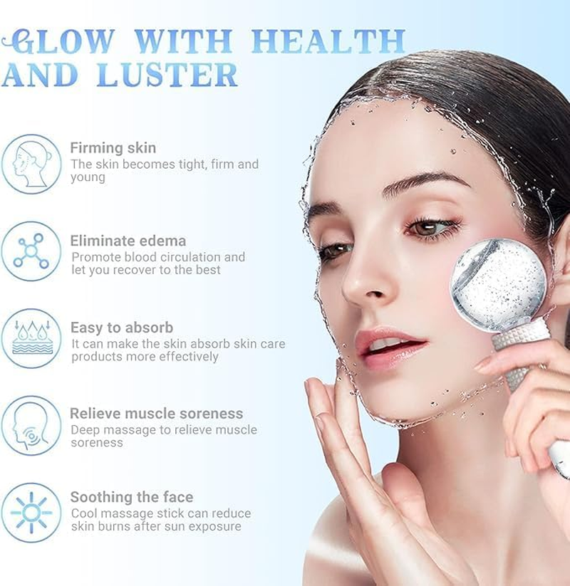 Ice Globes for Face - 2PCS Unbreakable Ice Roller for Face & Eyes, Skin Tightening & Anti-Aging&ndash;Perfect Ice Globes for Reduction of Puffiness & Wrinkles of Face, Neck & Eyes, Glitter White image number 4