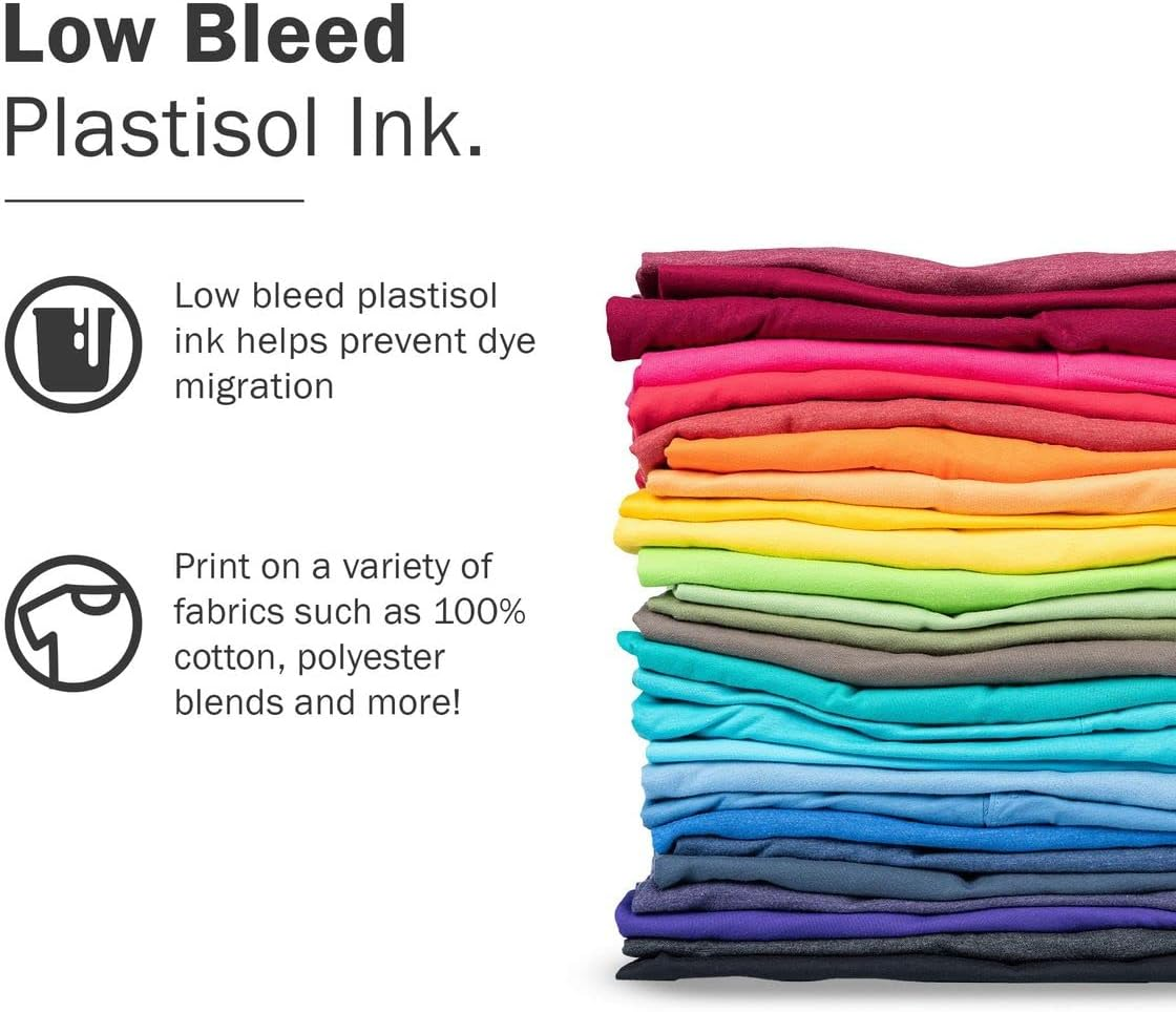 Screen Printing Ink Set - Rapid Cure&reg; Pastel 6 Color Plastisol Ink for Screen Printing Fabric - Low Temperature Curing 8 Oz. Plastisol Ink by Screen Print Direct&reg;- Inks for Silk Screens and Mesh - Rapid Cure Standard Plastisol Ink image number 3