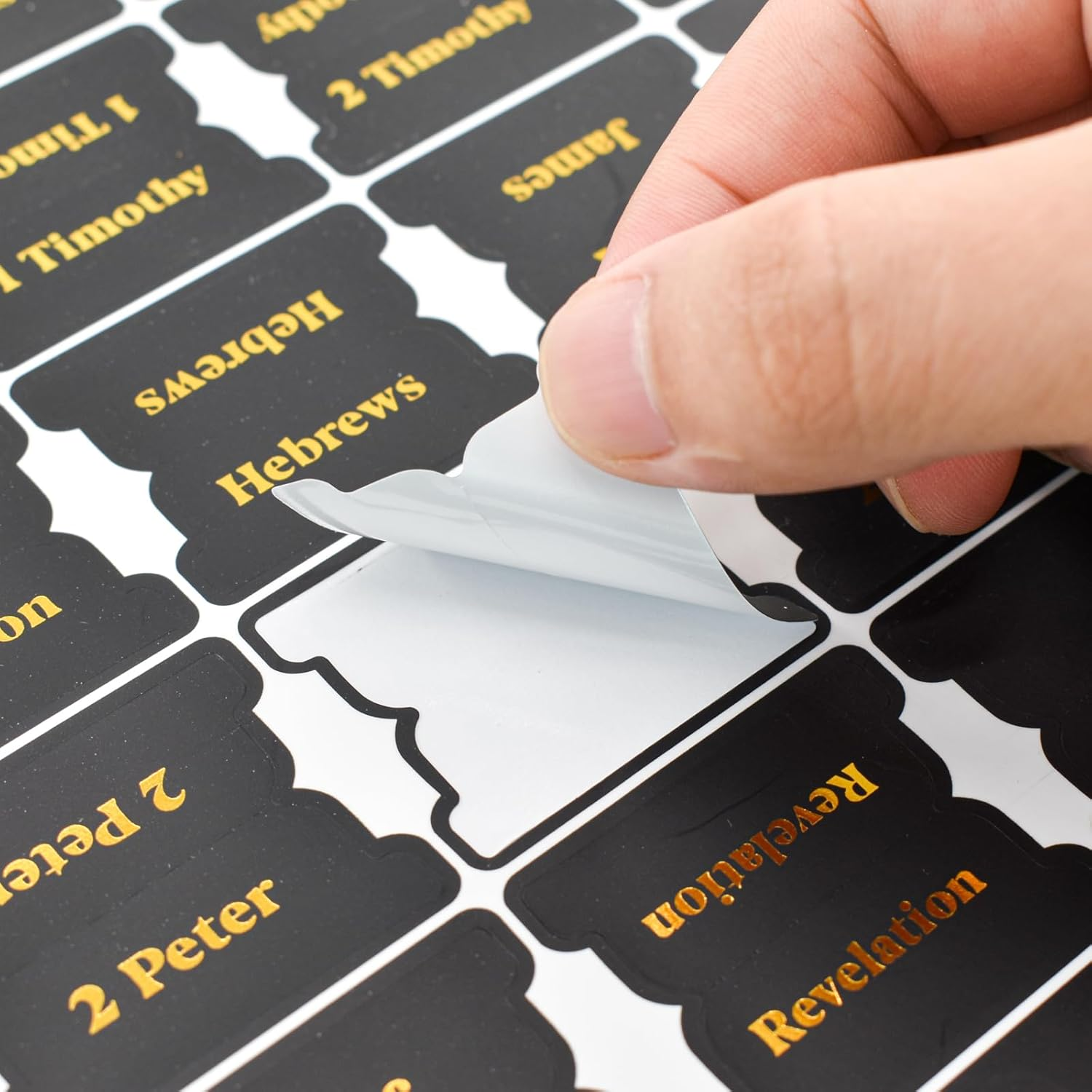 VANRA Bible Tabs for Men Women Study Bible, 96 PCS Black Laminated Bible Tabs Gold Lettering Large Print Bible Journaling Supplies for Old and New Testament image number 2