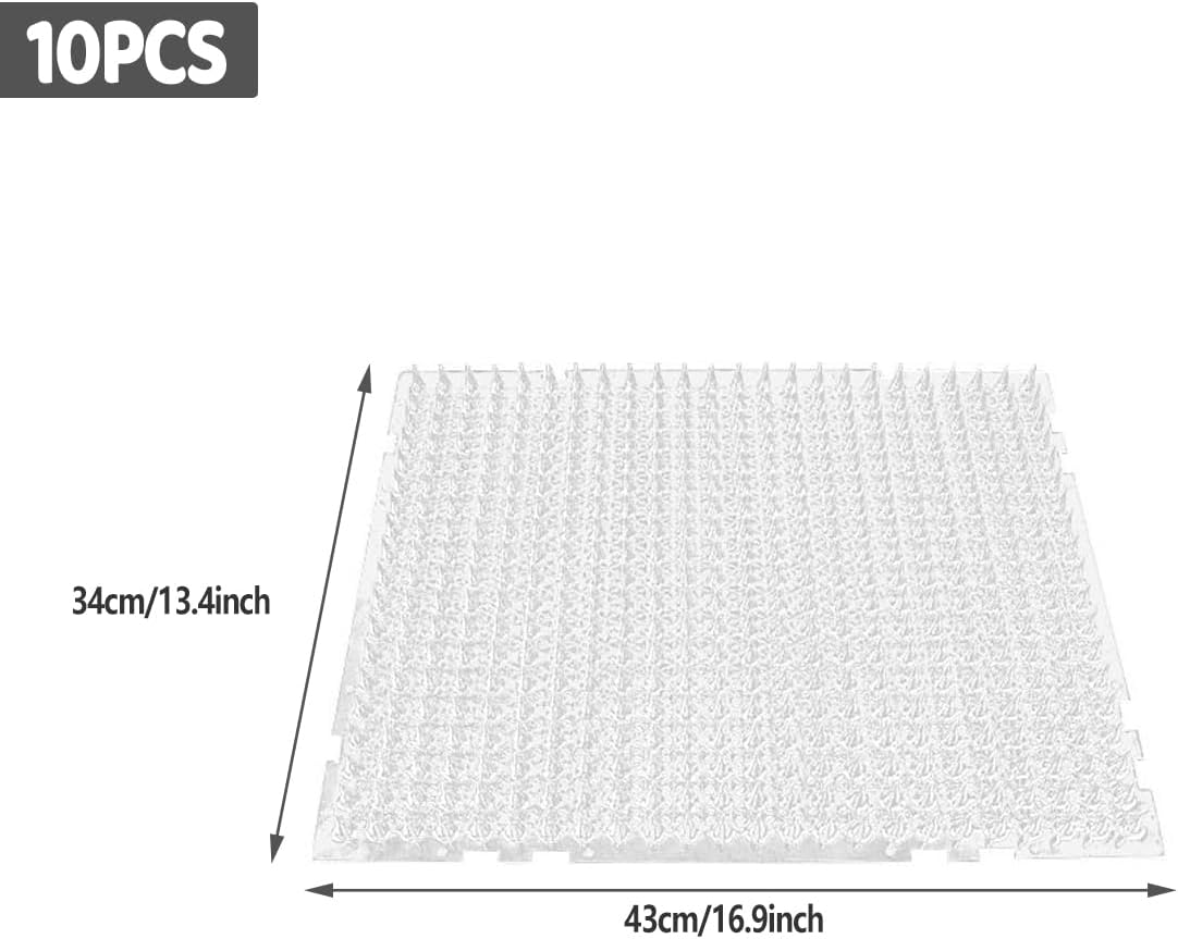AIMALL 10Pcs Transparent PET Anti-Cat Mat 16.9X13.4In Spliceable Cat Repellent Pad with Soft Spikes for Sofa Garden Balcony Indoor Outdoor Surface Protection image number 3