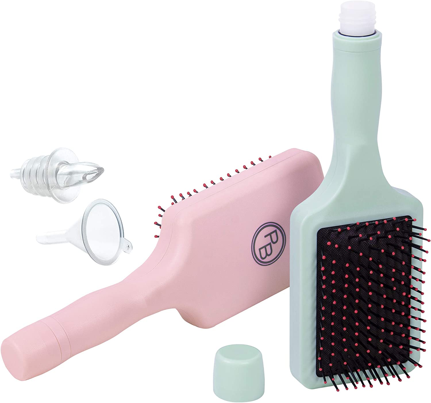 Gopong Hair Brush Flask 2 Pack (16 Oz Total) - Party Brush Hidden Alcohol Travel Flasks for Women and Men &ndash; Secret Liquor Containers for Concerts, Cruises, and Sports Events - Pink and Green image number 3