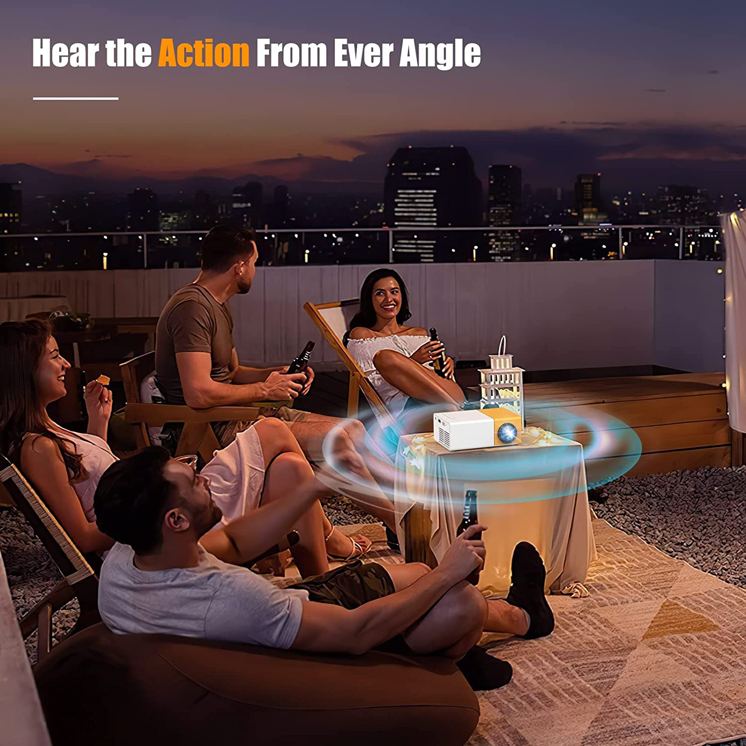 Mini Projector, Meer Portable Pico Full Color LED LCD Video Projector for Children Present, Video TV Movie, Party Game, Outdoor Entertainment with HDMI USB AV Interfaces and Remote Control image number 5