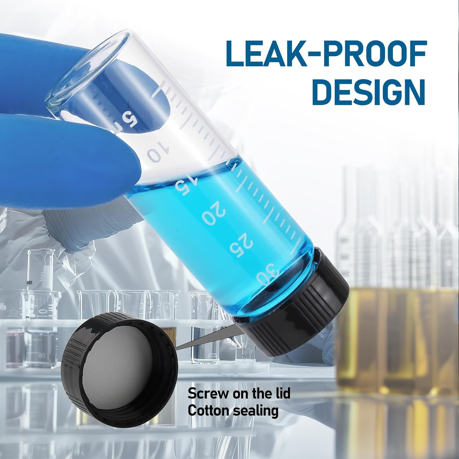 Kesell 10 Pack 30Ml (1 Oz) Glass Sample Vial Clear Graduated Measuring Bottles Empty Reusable Liquid Vials with Plastic Screw Cap and 10 Funnels image number 2