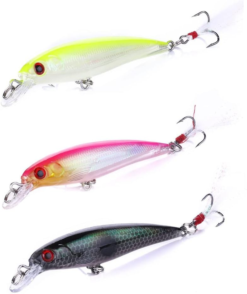 10 Fishing Lure, Hard Minnow Fishing Lures Saltwater Bass Crankbait Set with Treble Hooks, for Bass Trout Walleye Redfish image number 4