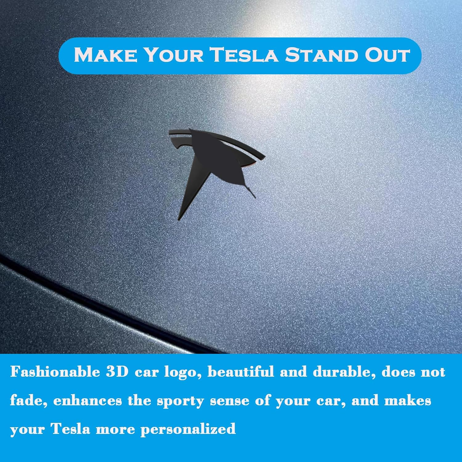 YHCDSEA Car Original Logo 3D Badge Metal Replacement Sticker for Tesla Model 3 Front Back Trunk T Logo Replace Emblem Stickers Accessories (Matt Black) image number 2