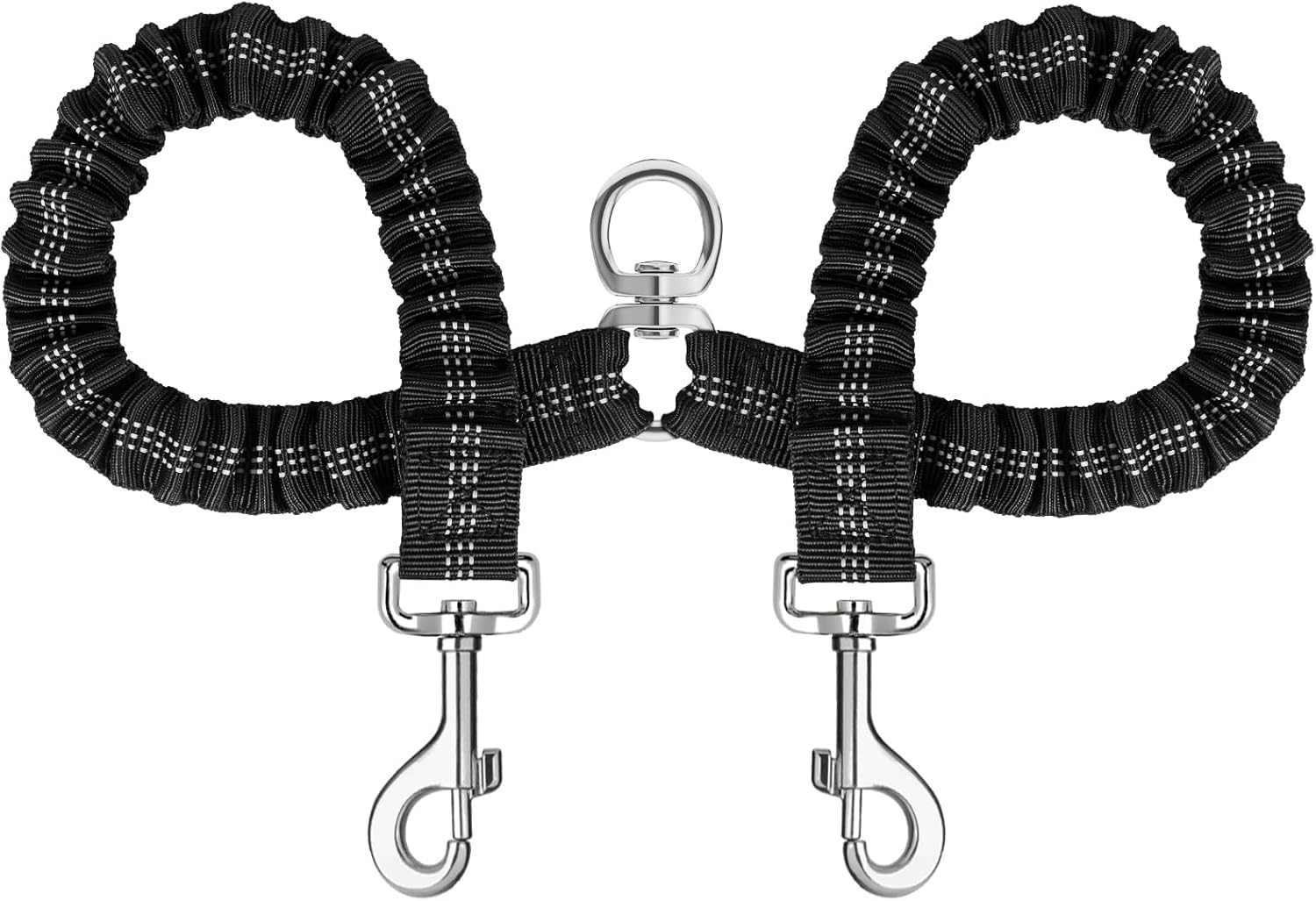 Double Dog Leash for 2 Dogs, Heavy Duty Nylon Reflective Dual Dog Lead for Small Medium Large Dogs, 360 Swivel No Tangle Walking Leash for Walking Running Training,Black image number 5