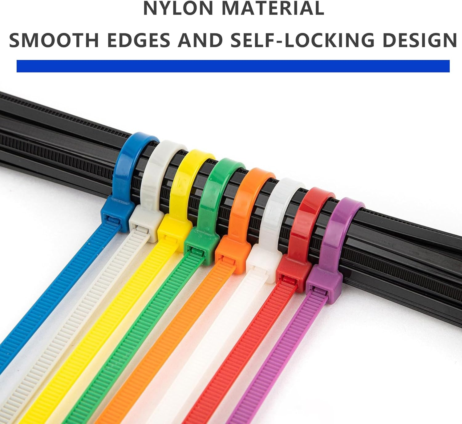 EKIND 100Pcs 8-Inch Cable Ties, Durable & Easy-To-Use Nylon Zip Ties, 18Lb Tensile Strength, Suitable for Indoor & Outdoor Use in a Variety of Environments, Electronics Cord (Purple) image number 5