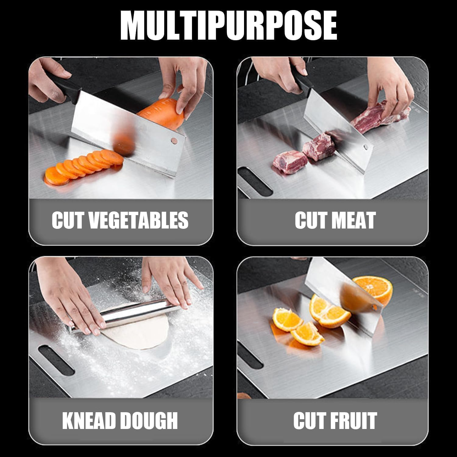 Titanium Cutting Board - 100% Pure Double Sided Mat for Kitchen - Cutting Edge Hygiene & Durability for Meat, Fruit & Vegetable (M)