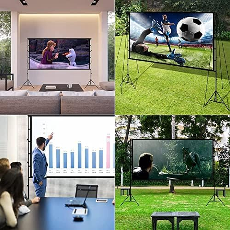 Generic Projector Screen with Stand Foldable Portable Movie Screen 150 Inch 16：9 HD 4K 1080P Wrinkle-Free Movie Projection Screen with Carry Bag (120 In, anti Light Screen) image number 2