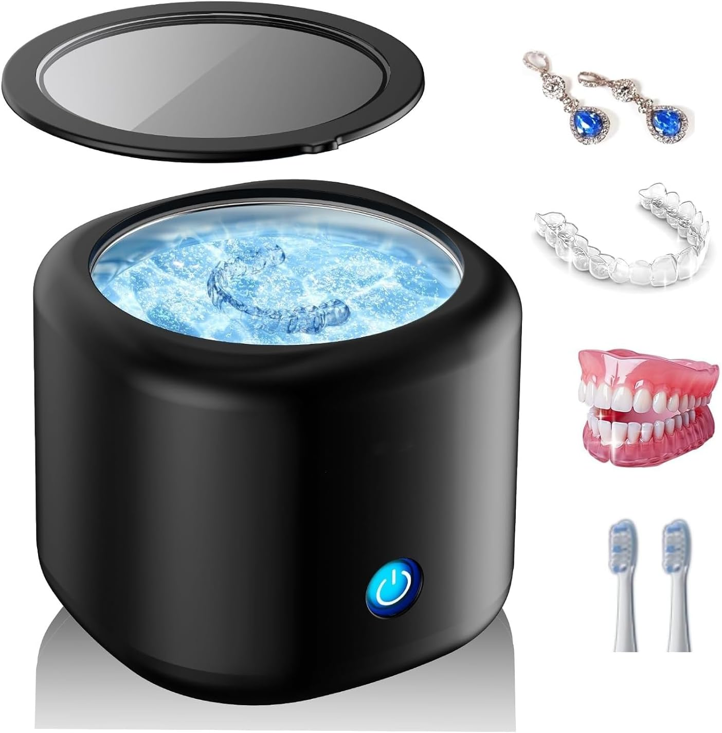 Ultrasonic Cleaner for Dentures, Invisalign, Mouth Guard, Aligner, Whitening Trays, 43Khz 180ML Portable Ultrasonic Jewelry Cleaner Ultrasonic Retainer Cleaner for Home and Travel Use image number 6
