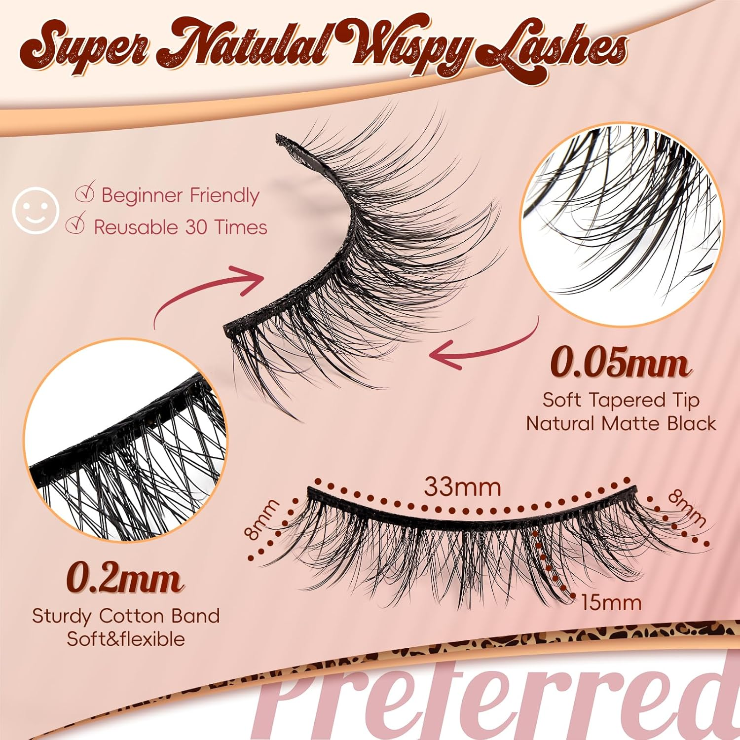Wispy Lashes 0.05Mm PBT Fiber Natural Eyelashes, 0.2Mm Superfine Band Cat Eye False Eyelashes, 5 Pairs Fluffy Strip Lashes(Diva-5 Pairs in 1 Pack) image number 4