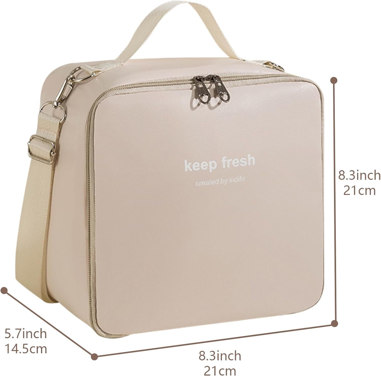Lunch Bag Women, Lunch Box Lunch Bag for Women & Men Adult, Leakproof Small Lunch Bag, Reusable Insulated Cooler Bag with Detachable Shoulder Strap, Lunch Container for Work Office (Beige) image number 1