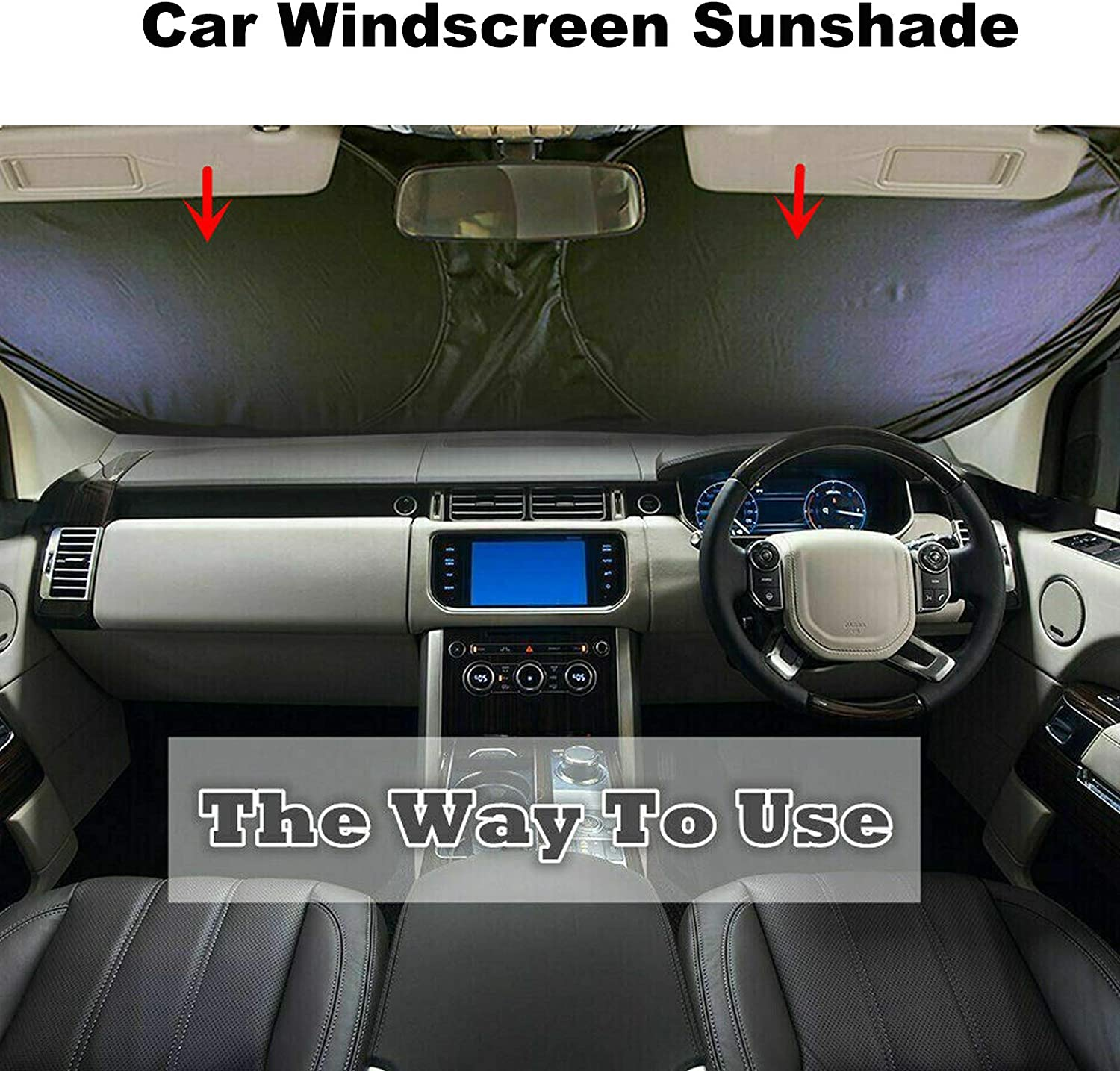 Car Windshield Sun Shade, Proxima Direct Sun Protector for Car Safe Windshield Sunshade Maximum UV Sun Protection-Foldable Car Windscreen Sunshade UV Protector Shields -Keeps Vehicle Cooler(59"X27.6")