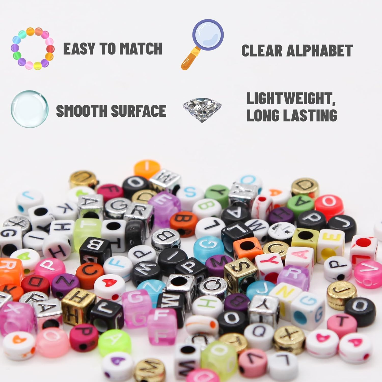 15 Mixed Styles Acrylic Alphabet A-Z Cube round Letter Beads for DIY Jewelry Making, Children'S Alphabet Games, Friendship Bracelet Making