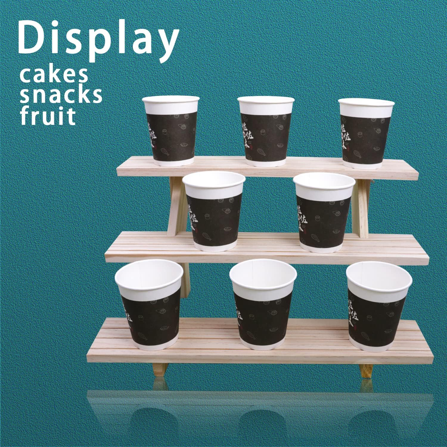 3 Tier Earring Display Stands for Selling, Retail Display Riser Earring, Ring Holder Stand, Removable Countertop Small Merchandise Display Stand, for Figures,Cupcake, Photo (Wood Color)