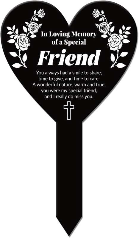 GLOBLELAND Heart-Shaped Flower Branch Garden Stake Memorial Plaque Memorial Stake for the Cemetery Acrylic Grave Stake Waterproof Condolences Garden Stake for the Yard Grave Cemetery image number 6