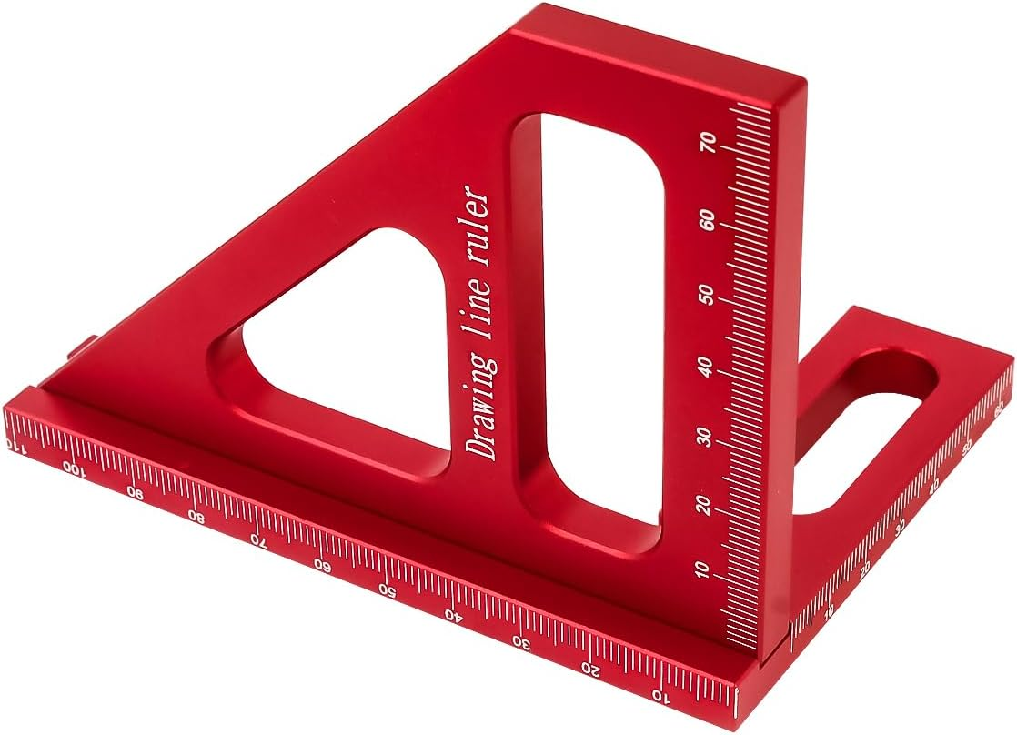 3D Multi-Angle Measuring Ruler, 45/90 Degree Aluminum Alloy Woodworking Square Protractor, Drawing Line Miter Triangle, High Precision Layout Tool for Engineer Carpenter - Blue(Imperial) image number 2