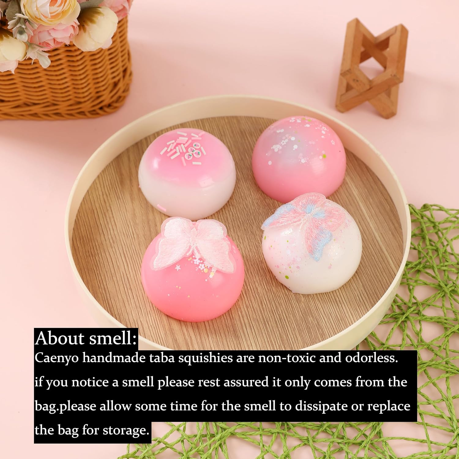 2PCS Taba Squishy Daifuku Squeeze Toys,Sensory Fidget Toy for Your Best Mellow and Chill,Birthday Gift, Squishy Toys for Kids Teenage (Butterfly White-2Pcs) image number 5