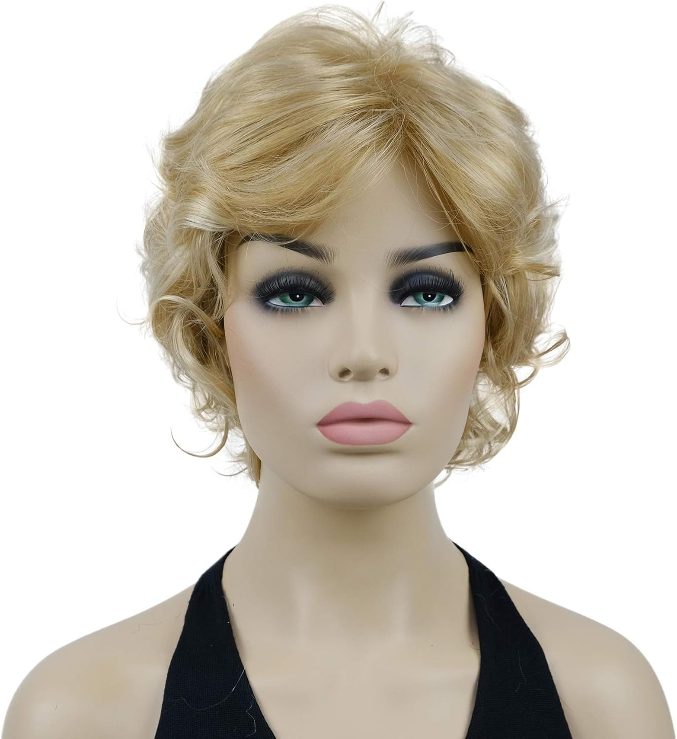 (19 Light Strawberry Blonde) - Lydell Women'S Short Curly Wavy Wig Synthetic Hair Full Wig 15Cm (19 Light Strawberry Blonde)