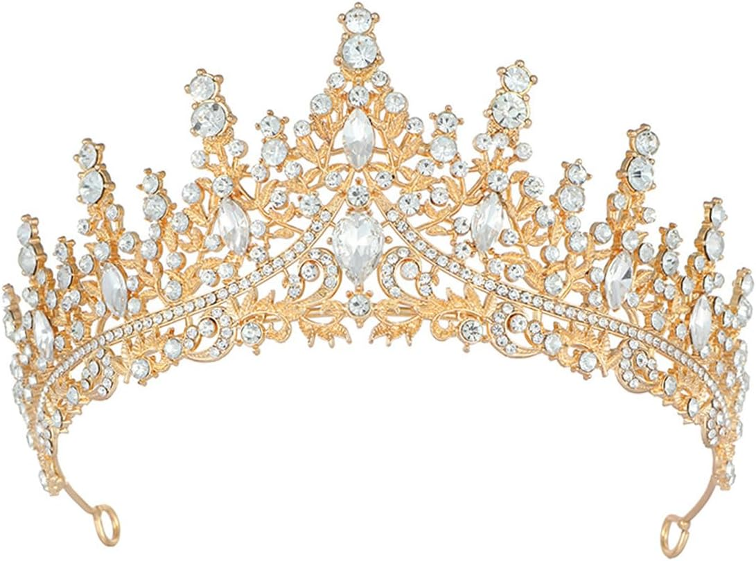AIMALL Luxury Bridal Crown, Full Diamond Crystal Headband, 5.9 Inches Wide, Available in 6 Colors, Perfect for Weddings and Special Occasions