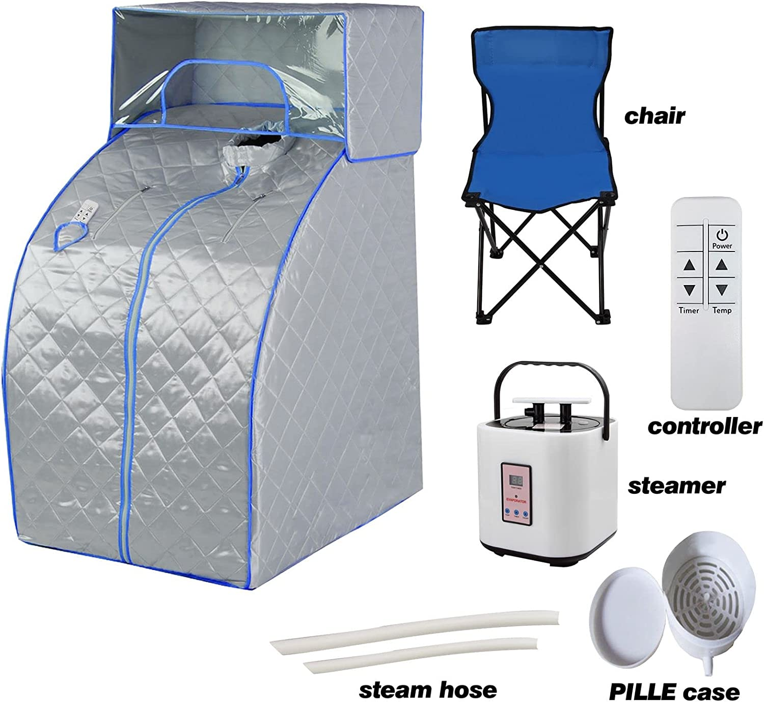 Portable Steam Sauna Box with Head Cover, Portable Sauna for Home with Folding Chair and Mat, Personal Steam Sauna Tent for Home Spa image number 3
