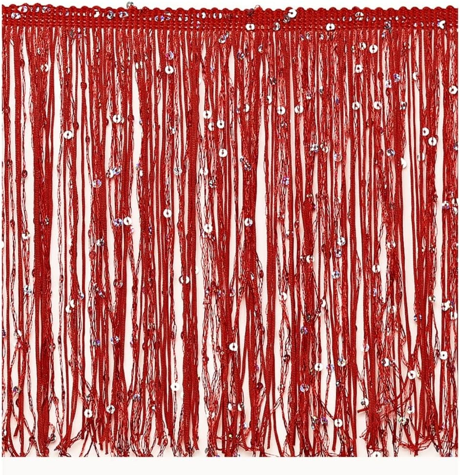 Fringe Trim Tassel 8 Inch Wide 2 Yards Long for Clothes Accessories Latin Wedding Dress DIY Decoration (3-Gold)