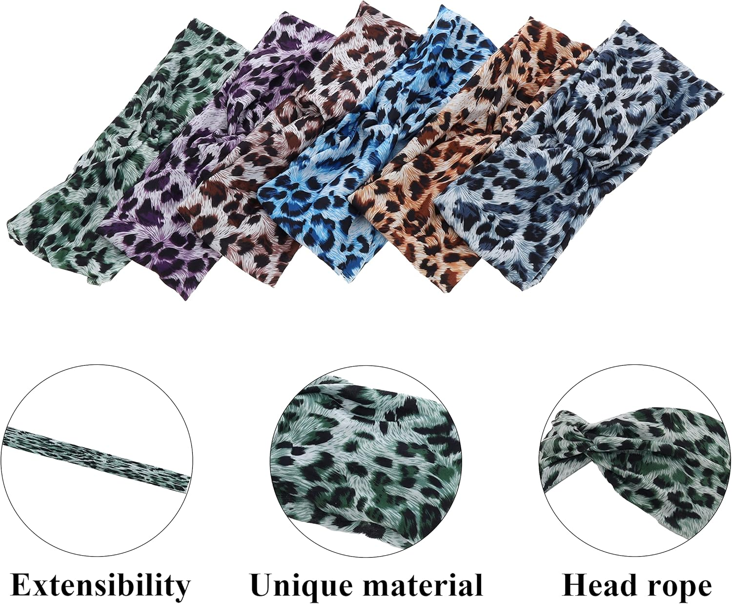 Woration Headband Yoga Leopard Print Cross Wide Elastic Headwear Head Wrap Hairband Twist Turban Knot Headwrap Hair Accessories for Women, Girls - Green - Leopard A image number 5