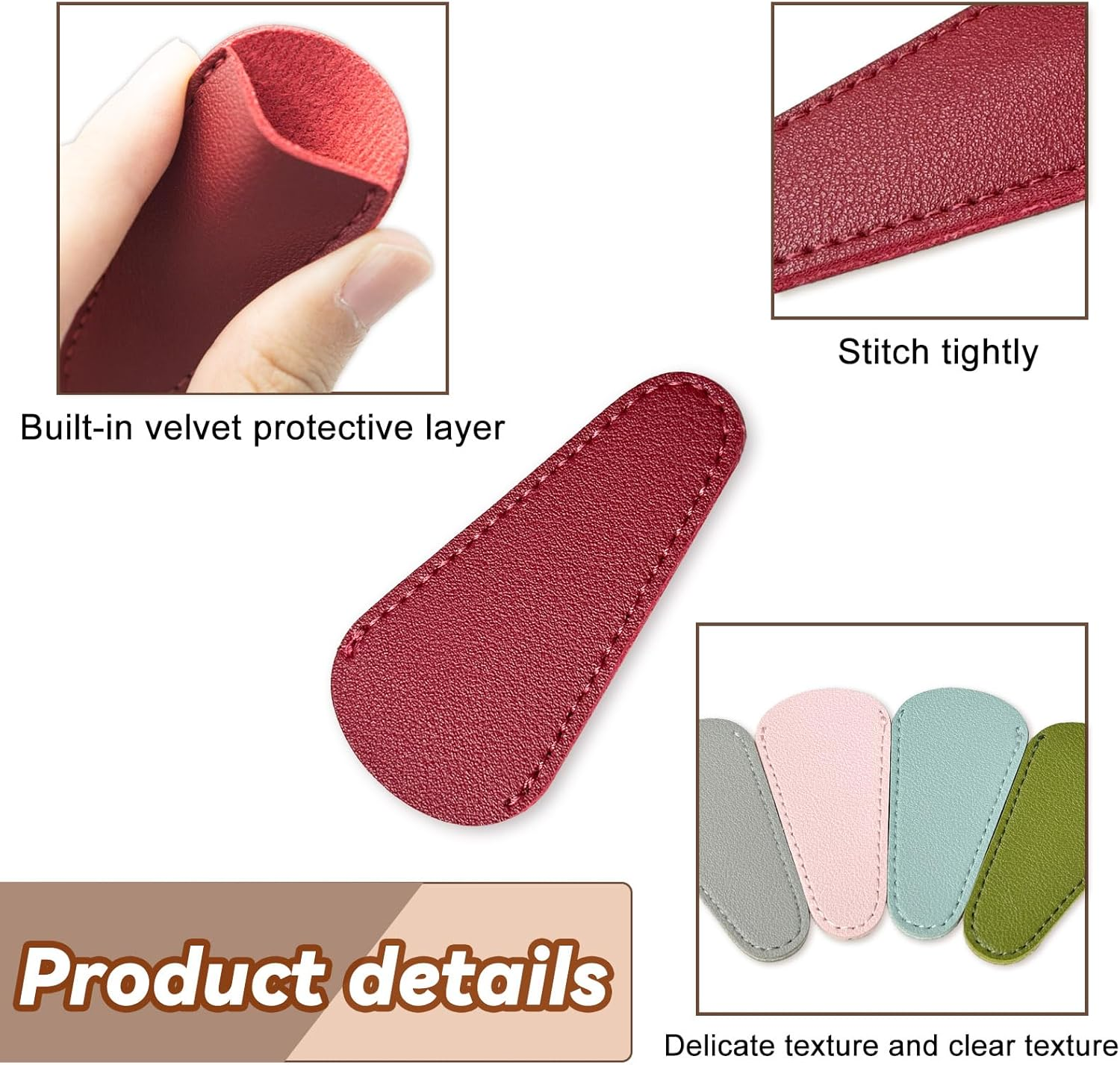 10 Pcs 2.95&times;1.45In Embroidery Scissors Sheath, Small Scissors with Cover Scissors Protective Cover Scissors Leather Sheath for Scissors Protection (Multicolour) image number 2