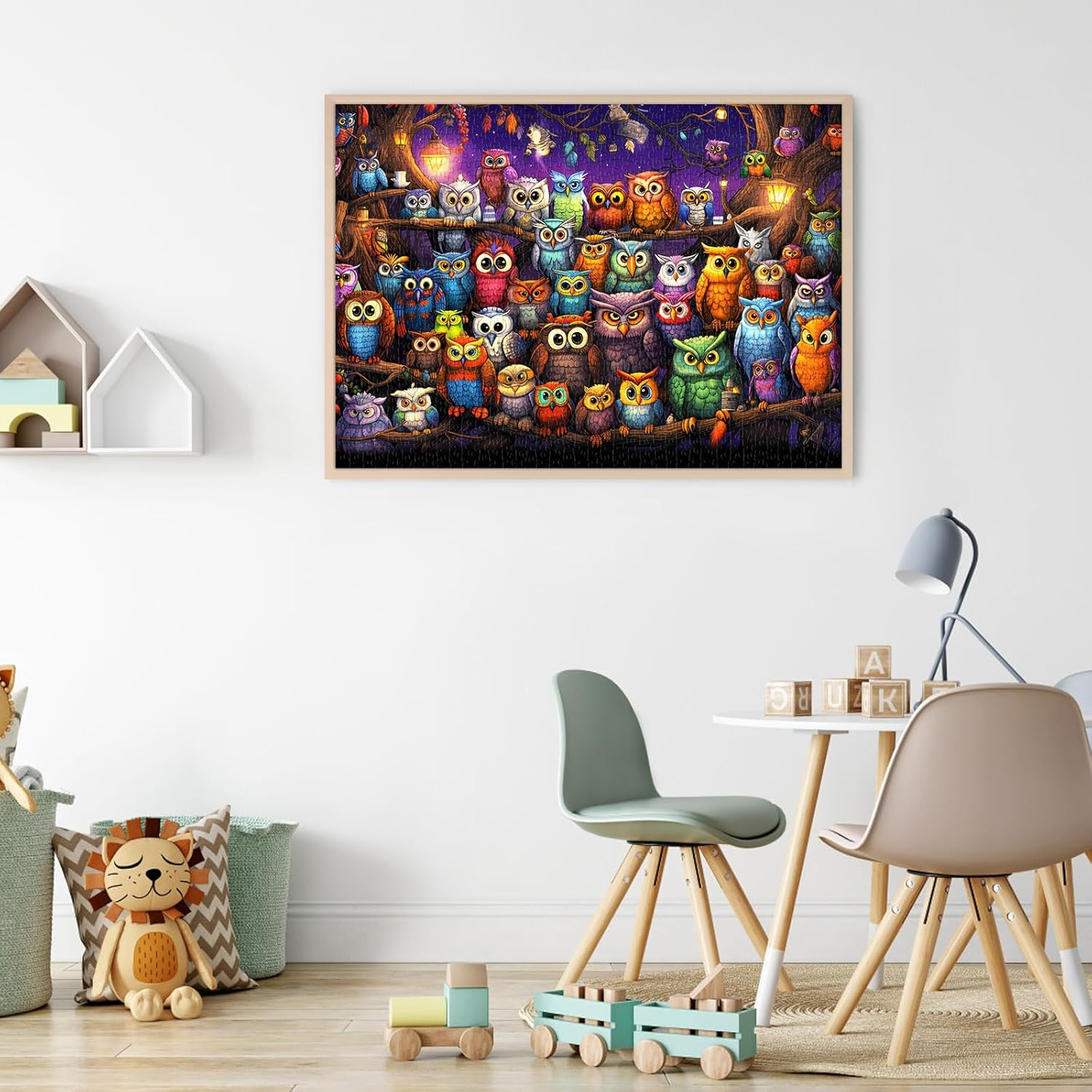 Jigsaw Puzzles for Adults 1000 Pieces, Interlock Perfectly Letter on Back No Dust, Home Decor Birthday Gift Toy for Men Women Elders Seniors, 1:1 Poster - Owl Family image number 3