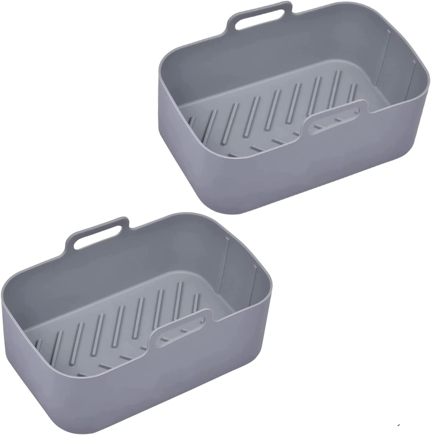 Silicone Pot for Ninjas, Dual Silicone Air Fryer Basket Liners, Air Fryer Rack Accessories for Oven and Microwave (2 Pcs - Gray)