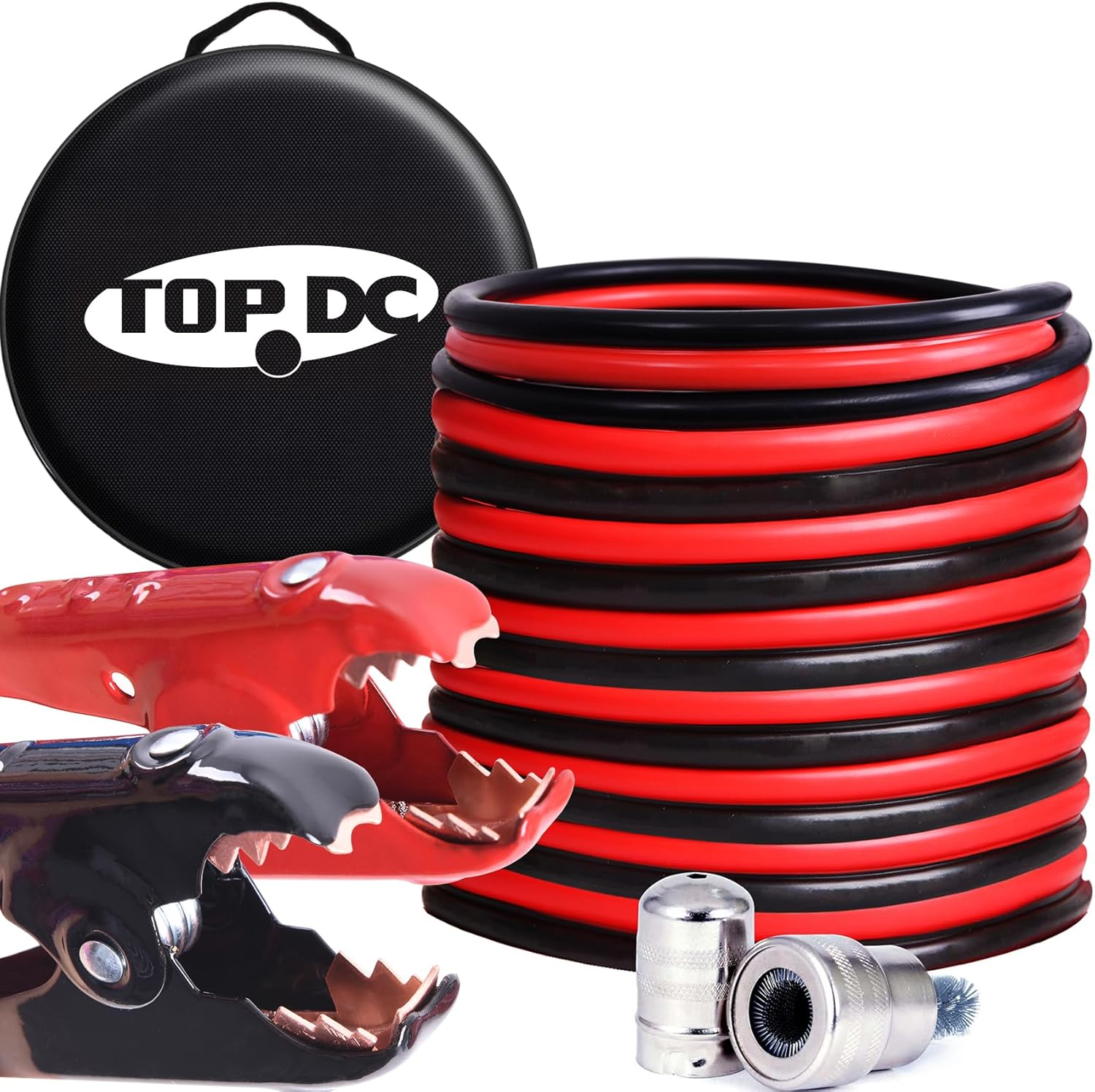 TOPDC Jumper Cables 2 Gauge 20 Feet 450Amp Heavy Duty Booster Cables with Carry Bag (2AWG X 20Ft) image number 1