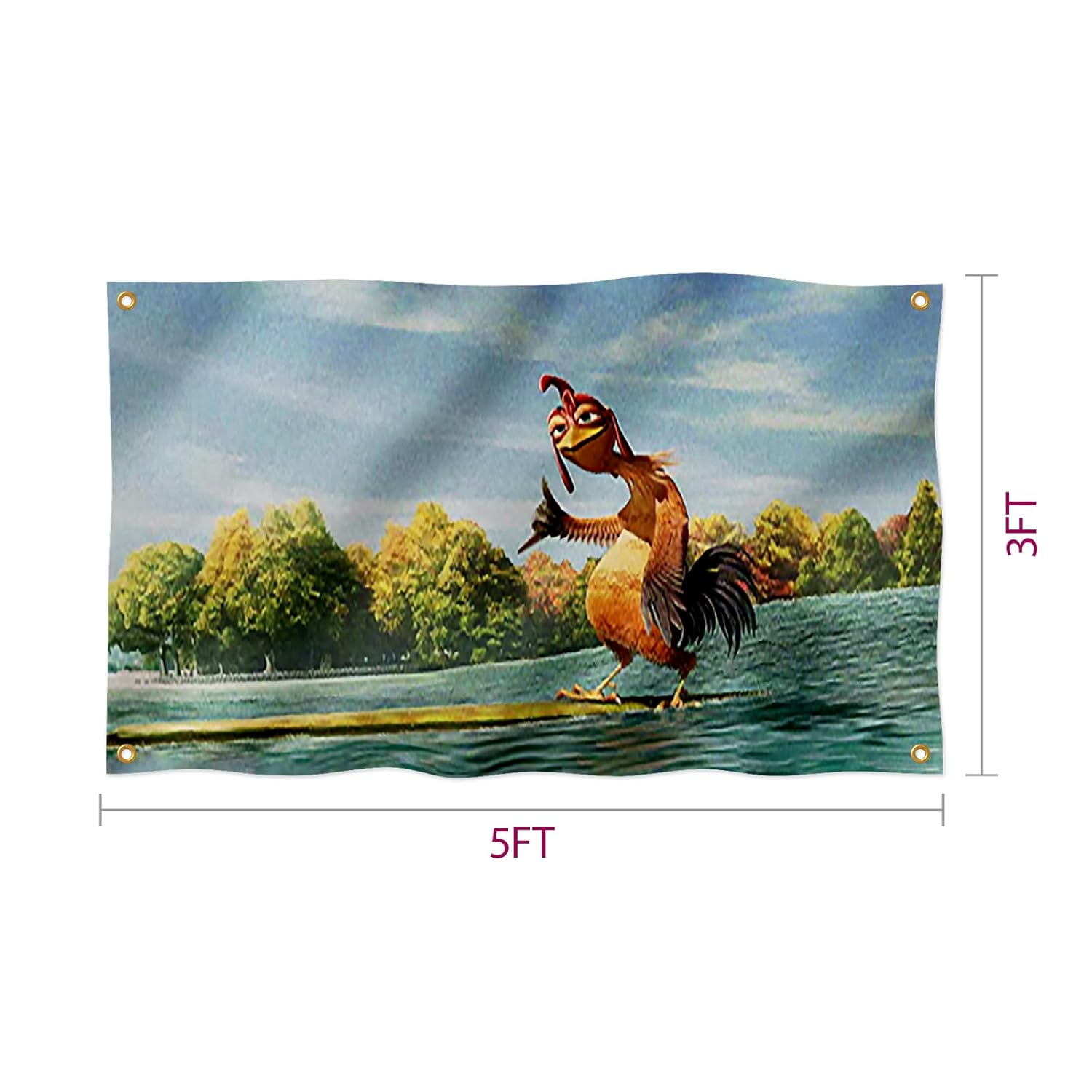 Chicken Joe Flag 3X5Ft Funny Cool Flag Banner Surf'S up Vibrant Colors for College Dorm Room Decorations Double Sewing Edges and 4 Shiny Brass Grommets (3X5Ft) image number 3