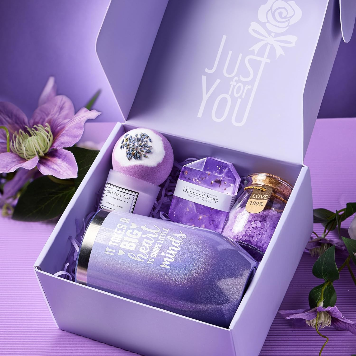 Teacher Gifts for Women, Teacher Appreciation Gifts, Teacher Gifts for Easter Valentines Day Mothers Day Thanksgiving Christmas, Back to School Gift for Teacher - Unique Lavender Spa Basket Set