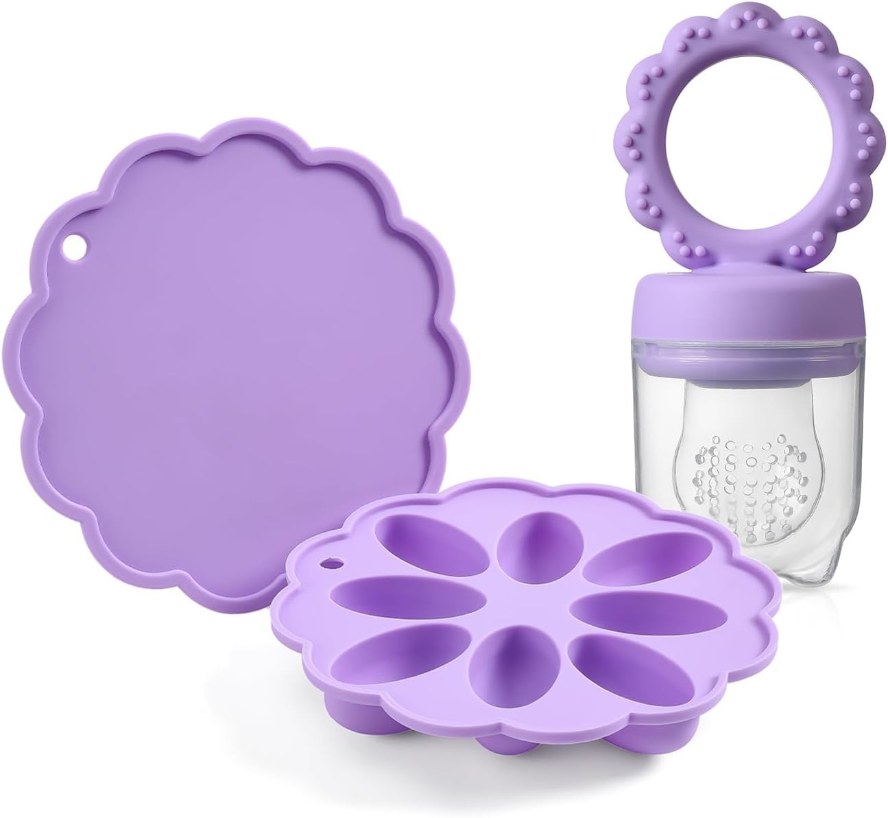 Baby Fruit Food Feeder, Mini Popsicle Ice Tray Set, BPA Free Silicone Baby Feeder for Safe Solid Food Feeding, Breastmilk Popsicle Molds for Cooling Relief, 4 Month+