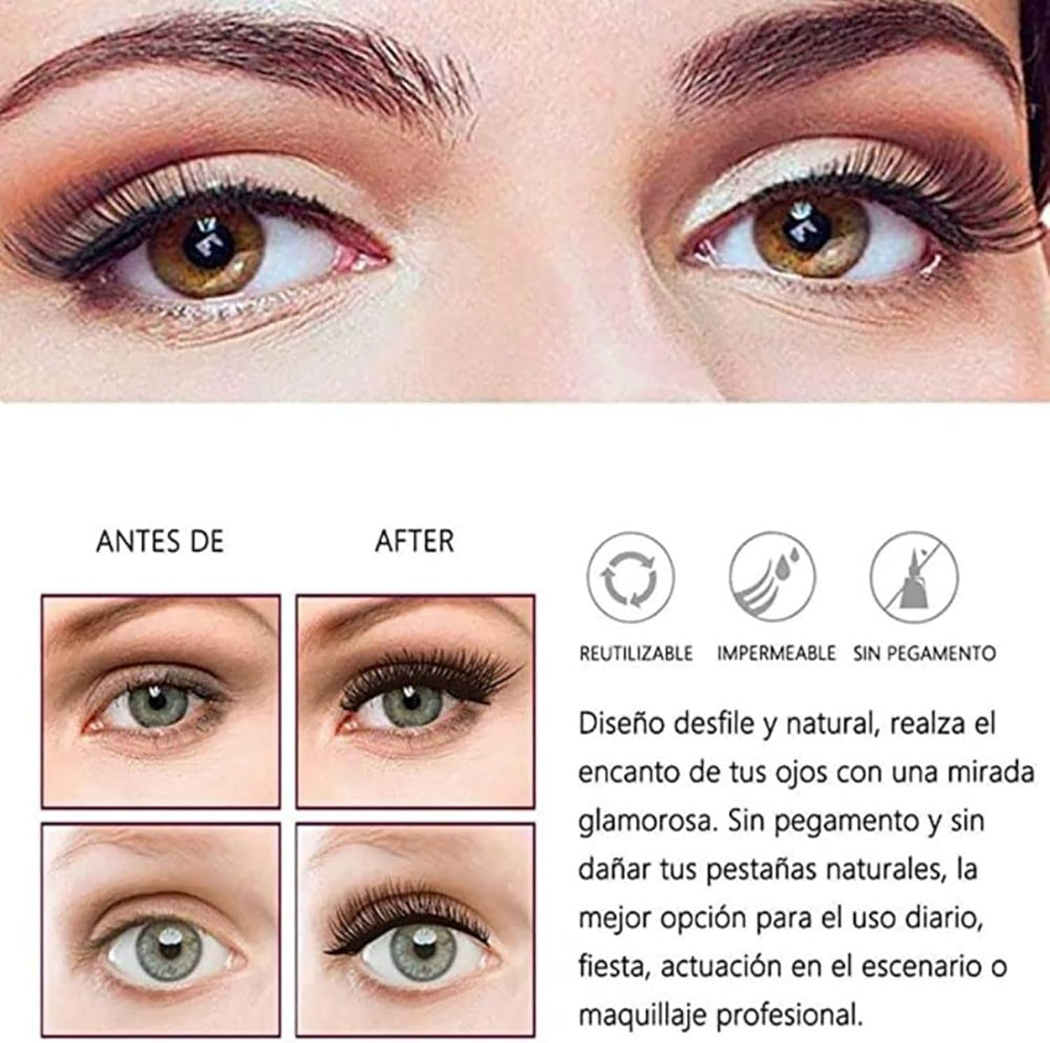 Magnetic Eyelashes with Applicator, Reusable Dual Magnetic Lashes Kit, No Glue or Liner Needed, Easy to Wear, 3D Effect image number 3