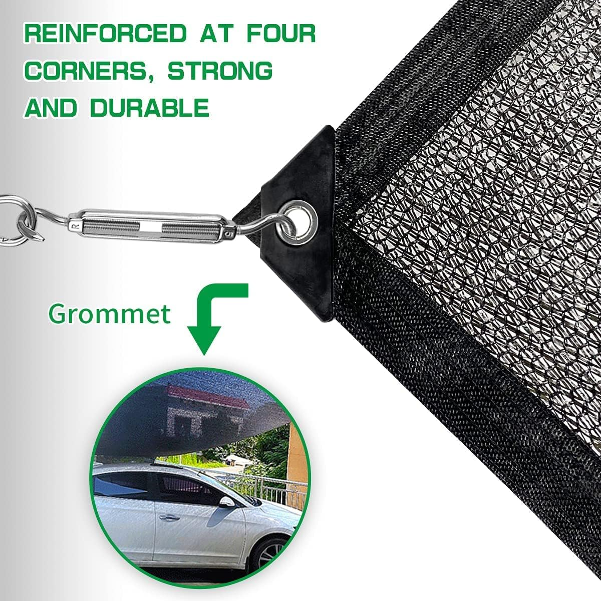 LATERN 40% Shade Cloth with Grommets, 2M X 3M Garden Mesh Shade Tarp HDPE Sun Shade Net UV Resistant Netting for Greenhouse Cover Patio Plant Flower Chicken Coop Carport image number 6